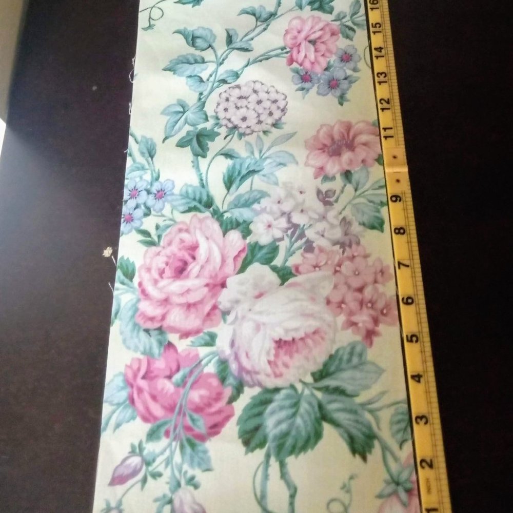 Vintage 2 YARDS OF 8" Inch Yellow Floral FABRIC crafts quilting sew
